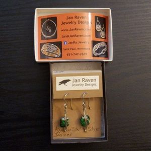 Jan Raven New Green Sterling Silver Earrings